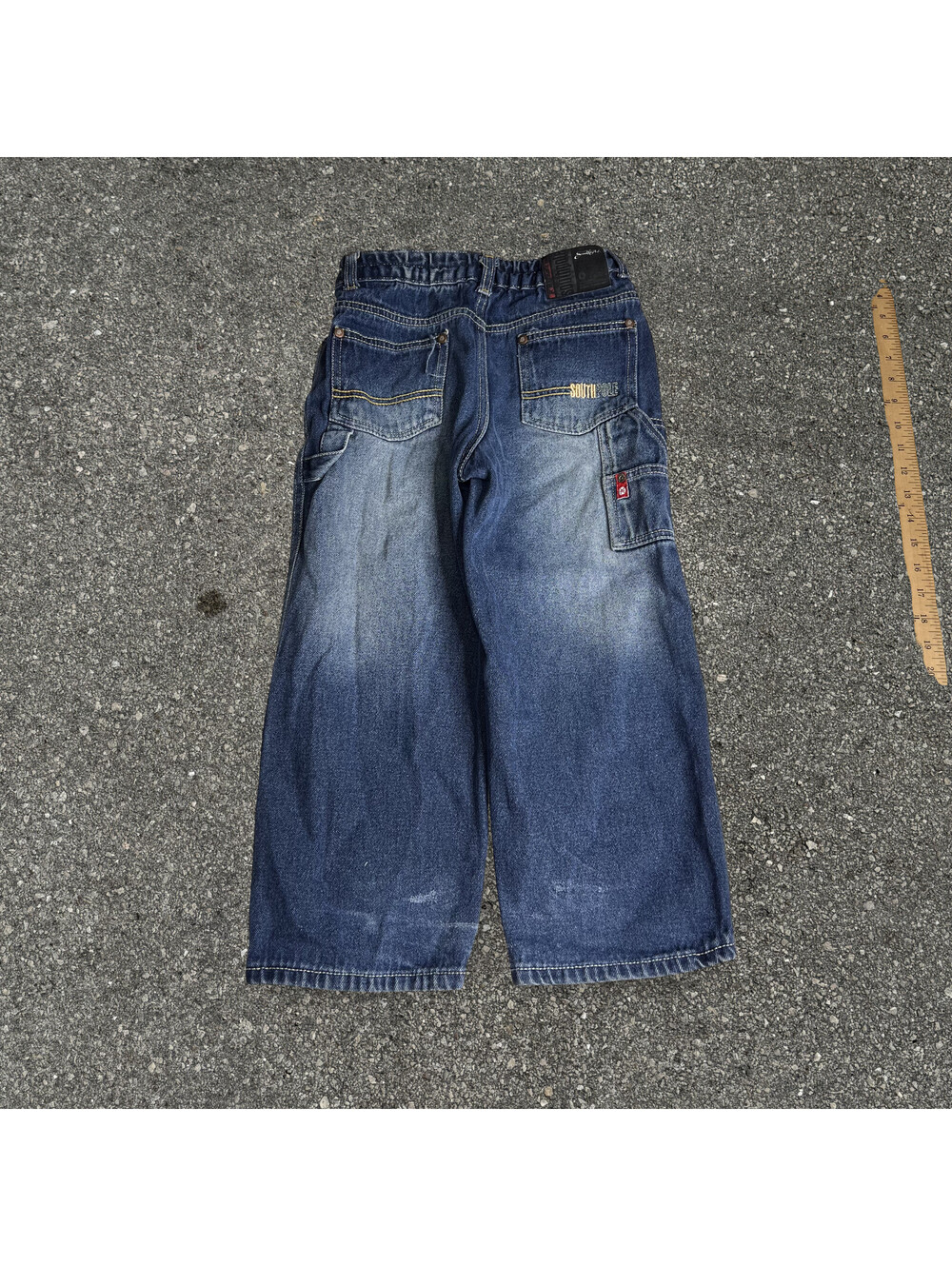 Kids Vintage South Pole Red Tab Denim Jeans Boys Blue Wide Leg Baggy Size 7X